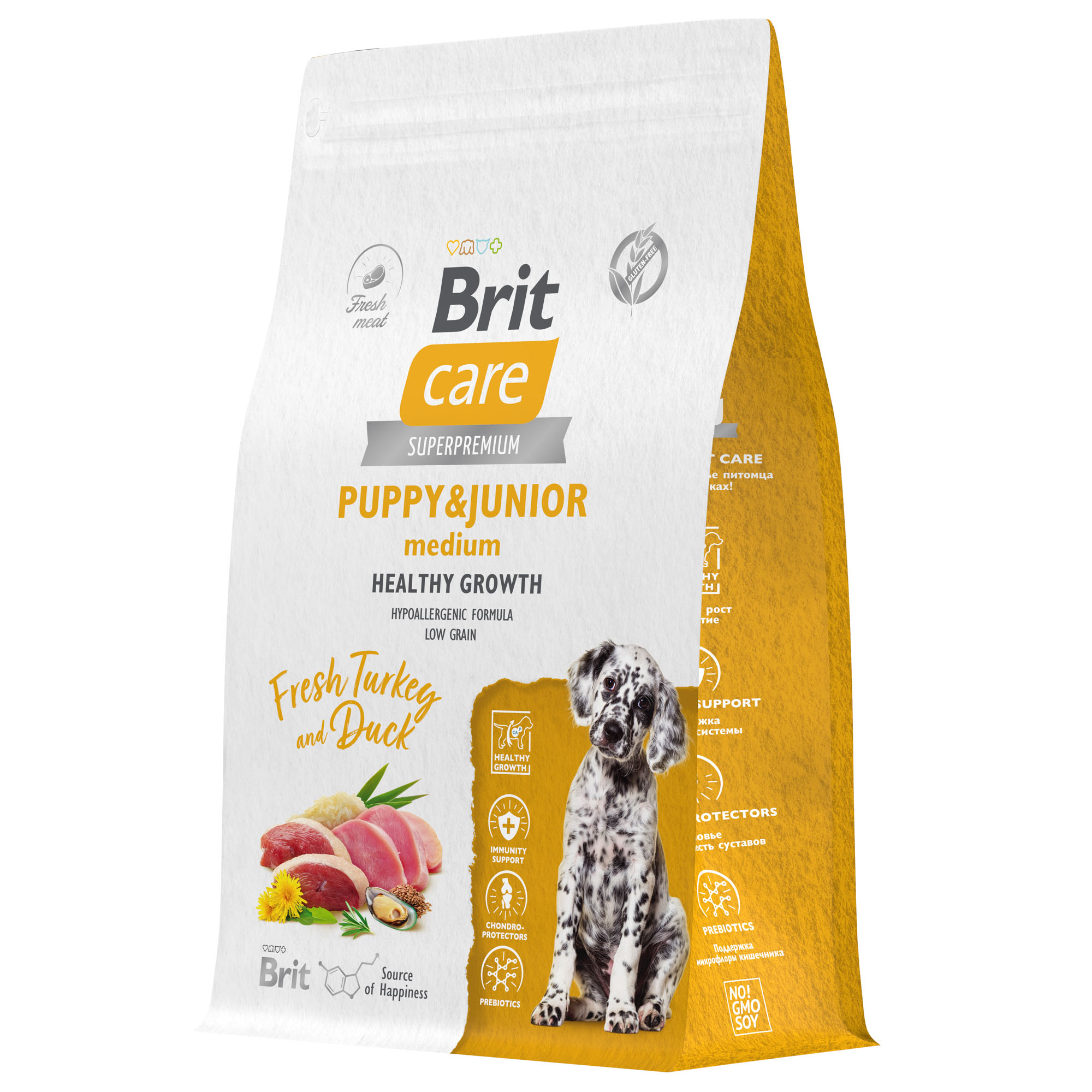 Brit Care Puppy&Junior Healthy Growth Индейка/Утка для щенков средних пород 3 кг