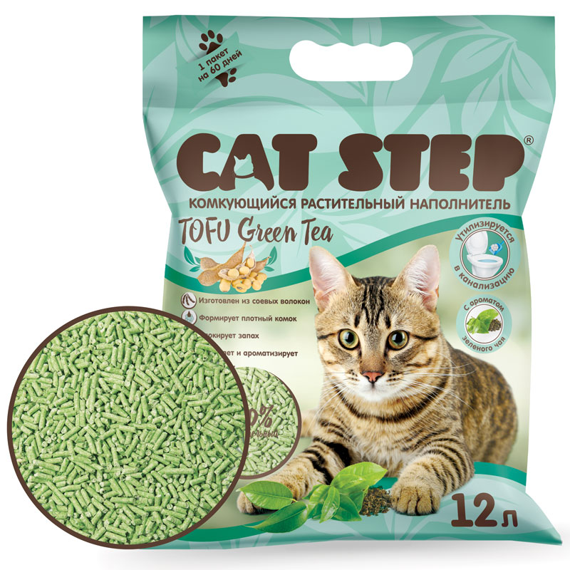 Наполнитель Cat Step Tofu Green Tea  комкующийся д/кош 12 л