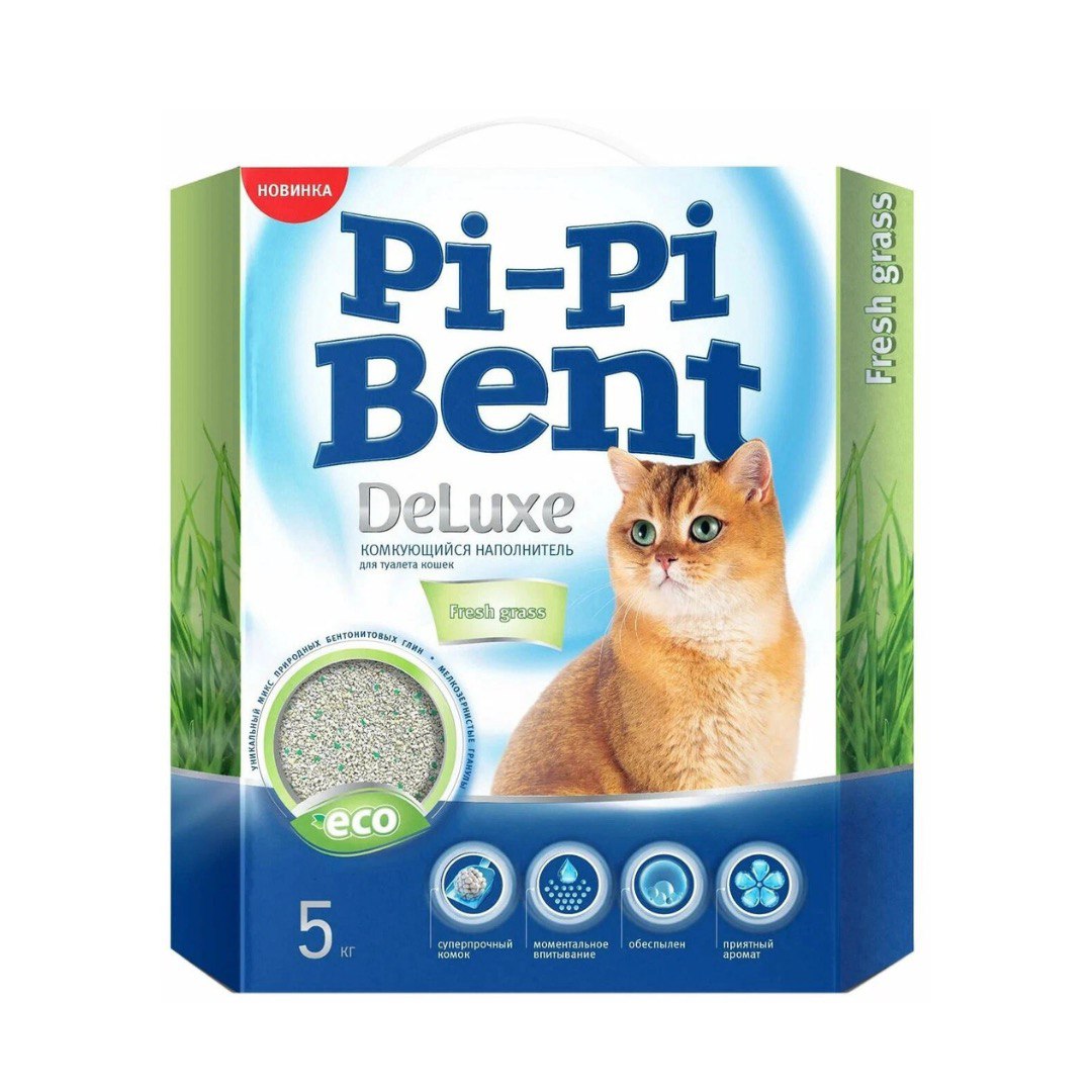 Наполнитель Pi Pi Bent DeLuxe Fresh grass д/кош 5 кг