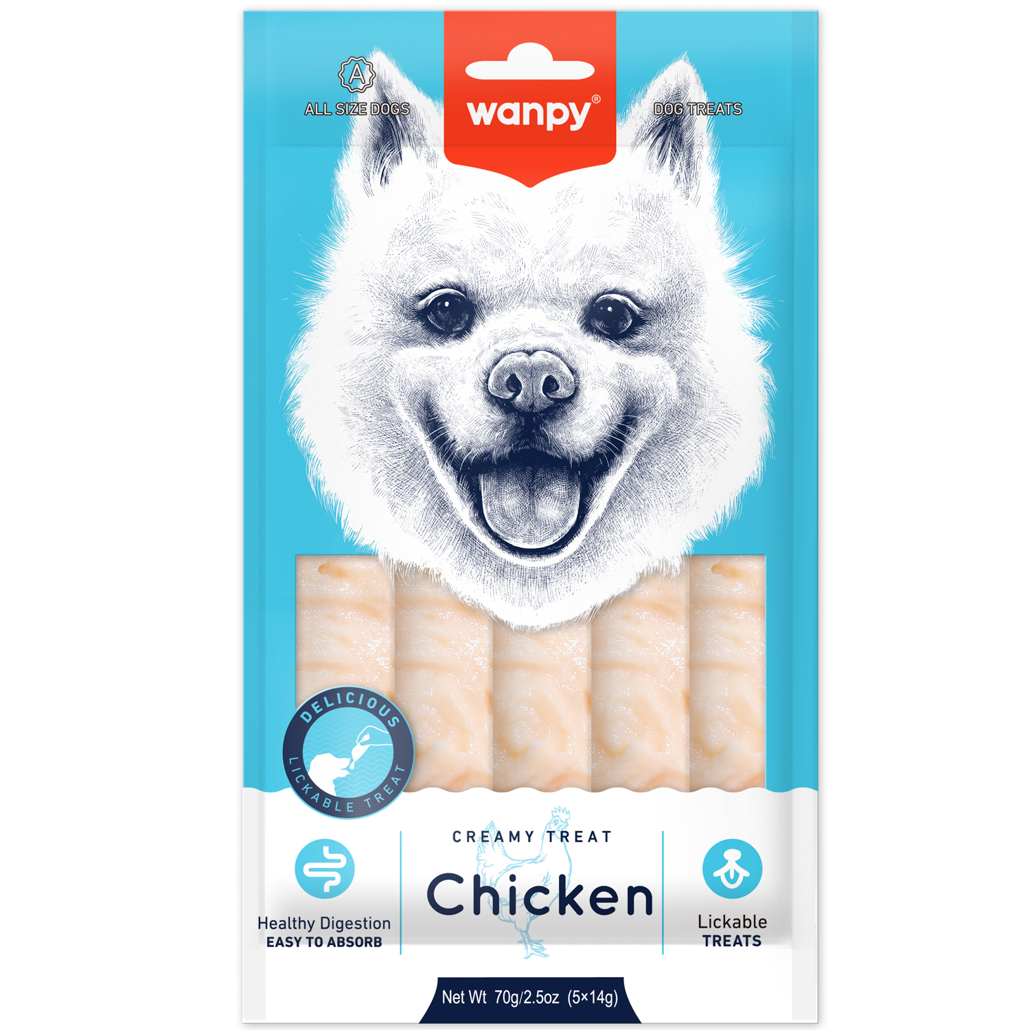 Крем лакомство Wanpy Dog Нежное пюре из курицы 70 г д/соб