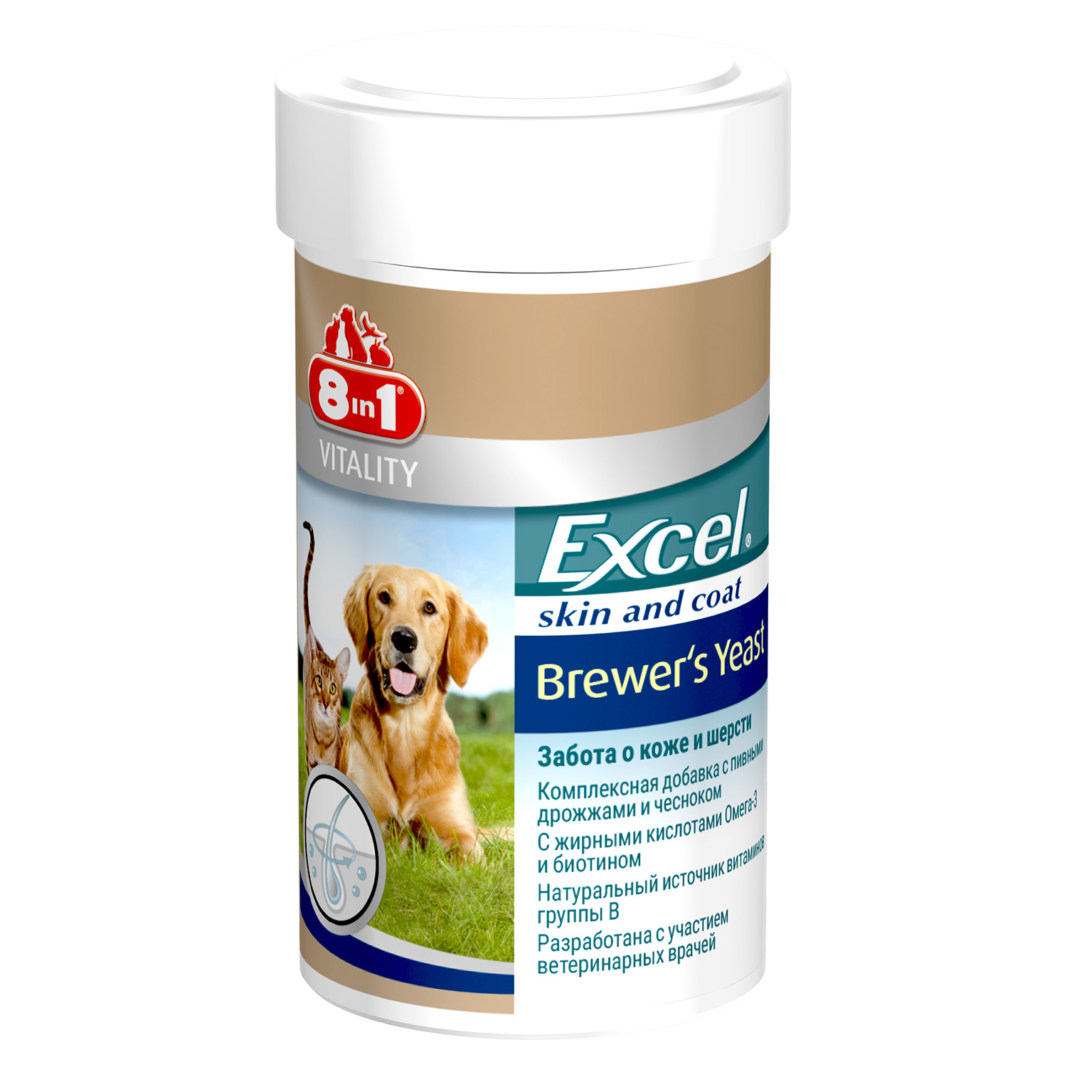 8 in 1 Excel Brewers Yeast корм добавка пивн. дрожжи д/круп. соб 80 шт