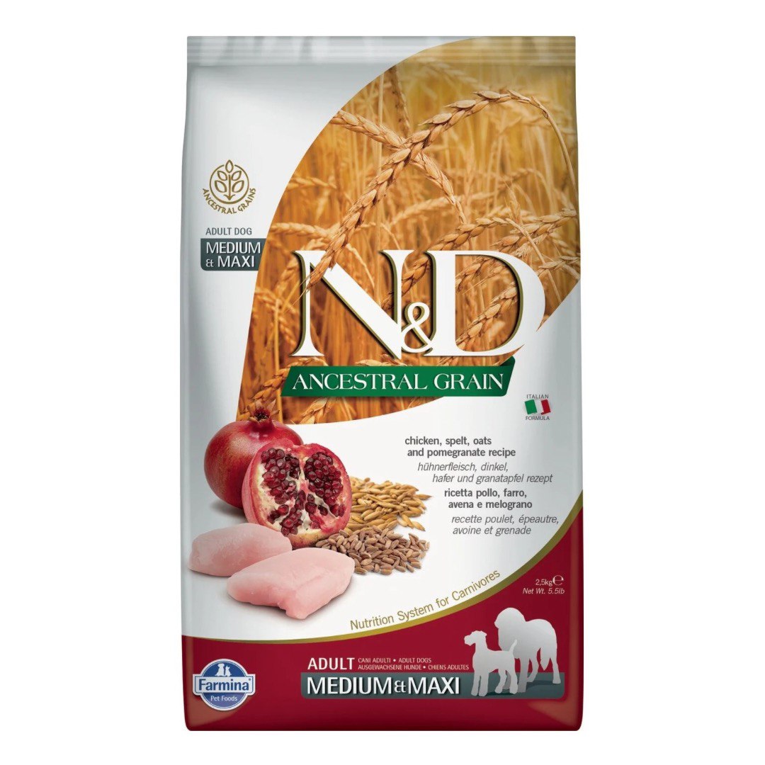 Farmina N&D Ancestral Grain Adult Medium&Maxi Курица/Гранат д/соб 2,5 кг