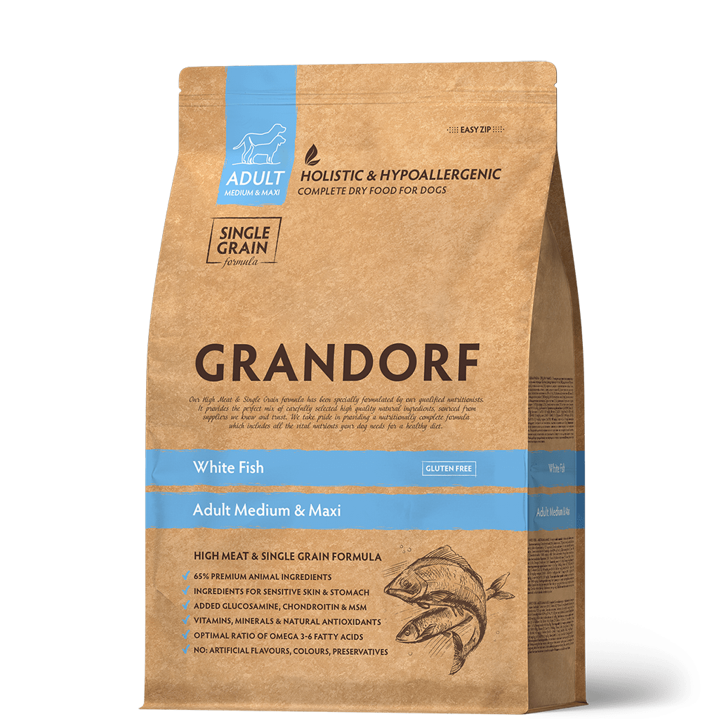 Grandorf Adult Medium/Maxi Белая рыба/рис для собак 1 кг