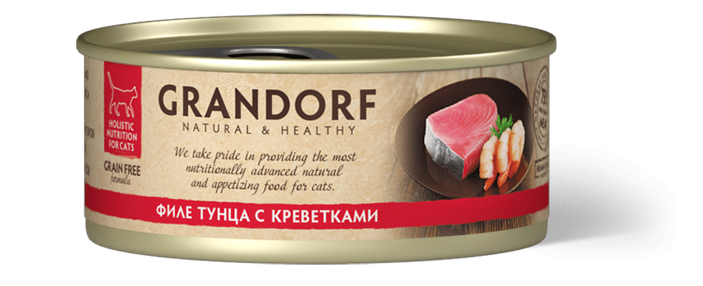 Grandorf Филе тунца с креветками конс д/кош 70 г