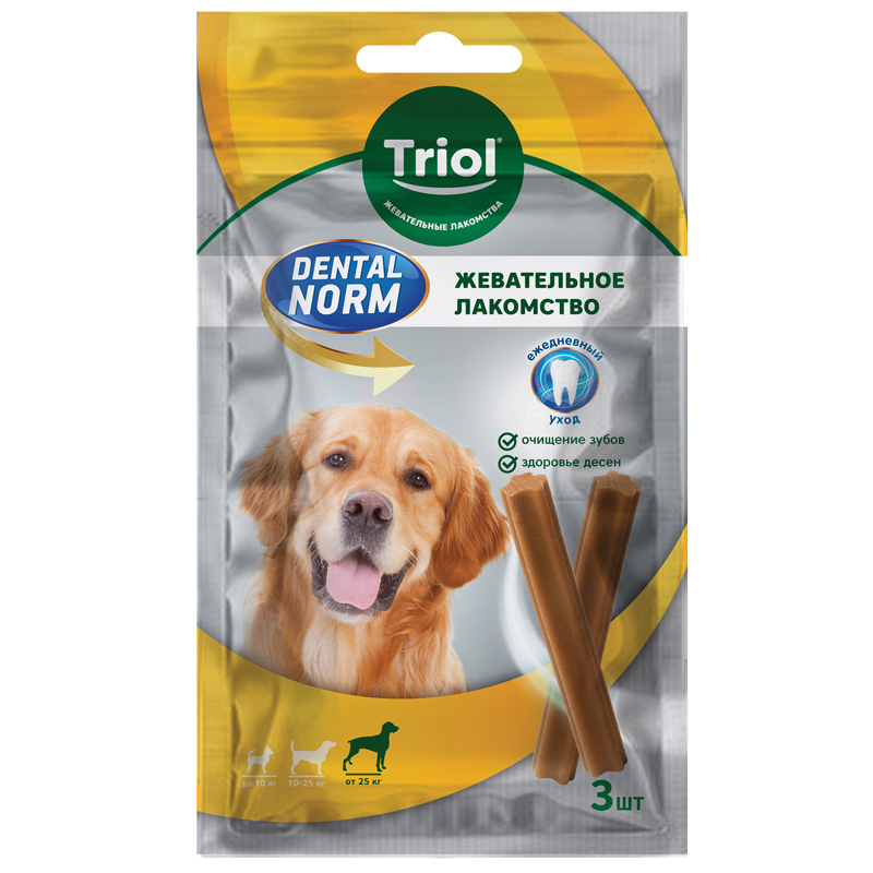 Лакомство Triol Dental Norm Палочки жевательные д/соб крупн пор 120 г (3 шт)