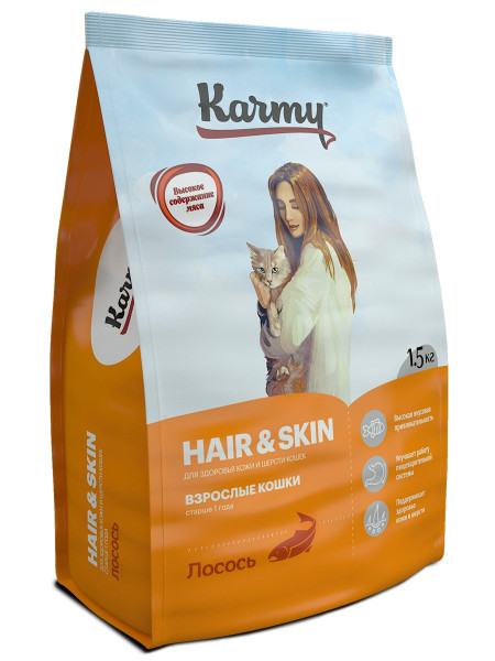 Karmy Hair & Skin Лосось д/кош 1,5 кг