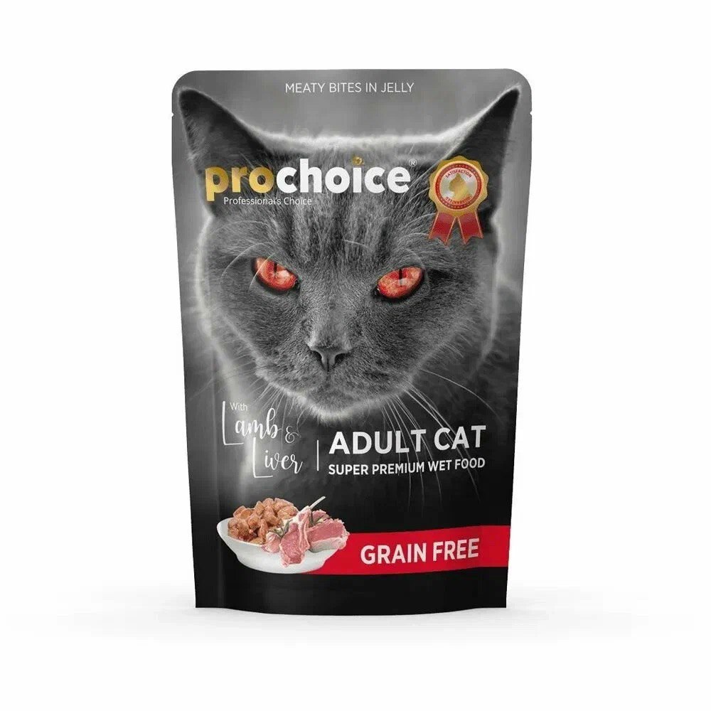 ProChoice Grain Free с ягненком и печенью кусочки в желе для кошек пауч 85 г