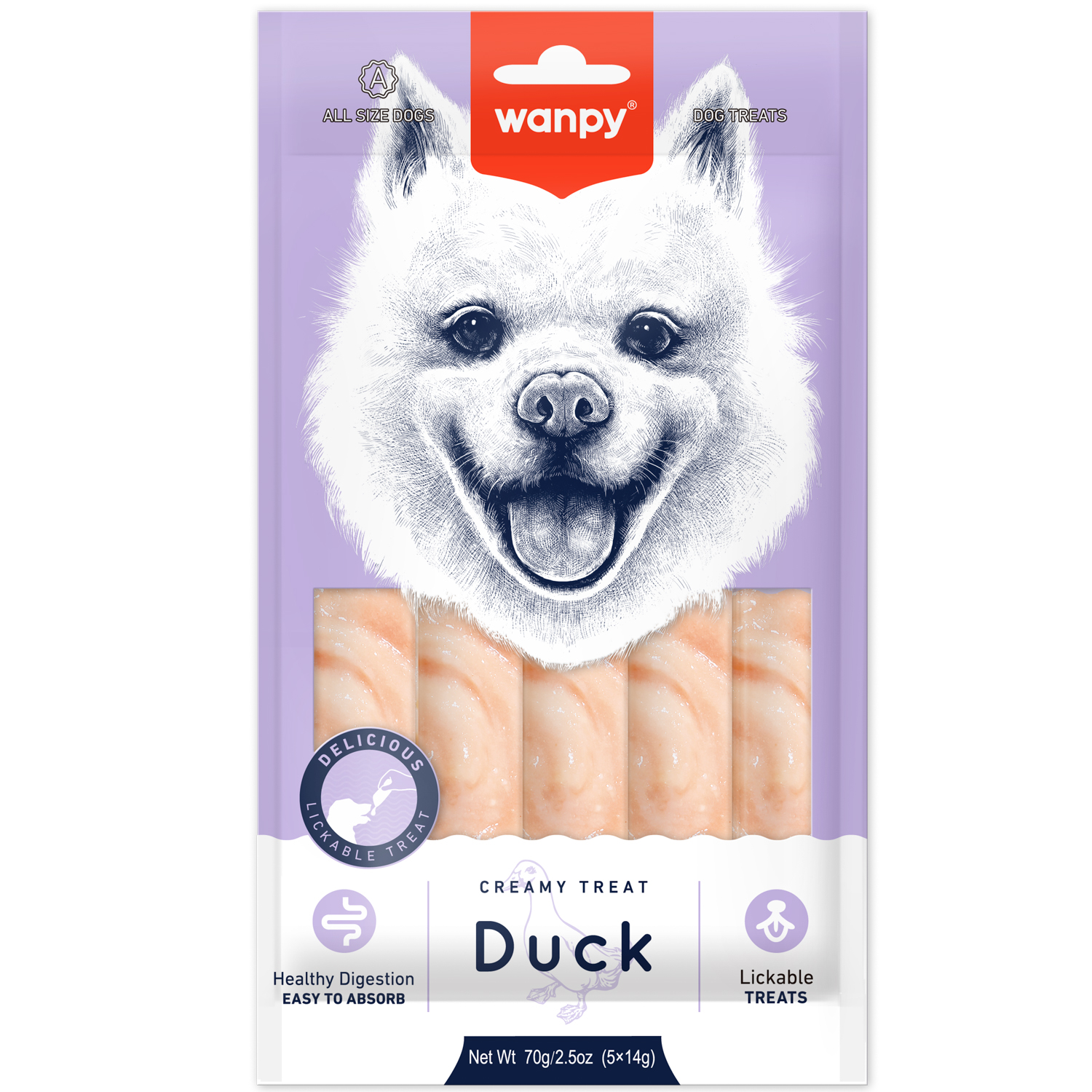 Крем лакомство Wanpy Dog Нежное пюре из утки 70 г д/соб