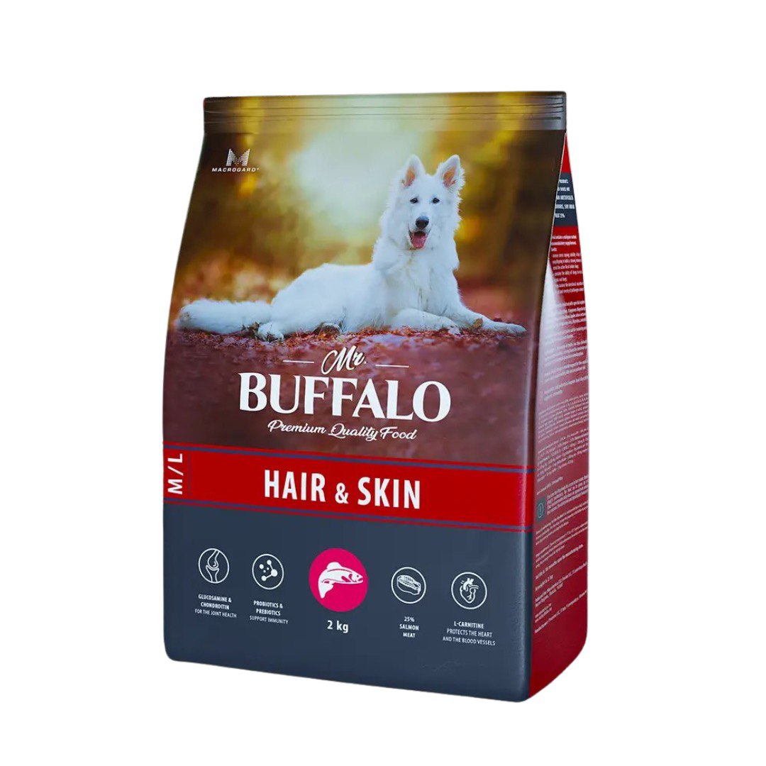 Mr. Buffalo Hair & Skin Лосось д/соб сред и крупных пород 2 кг