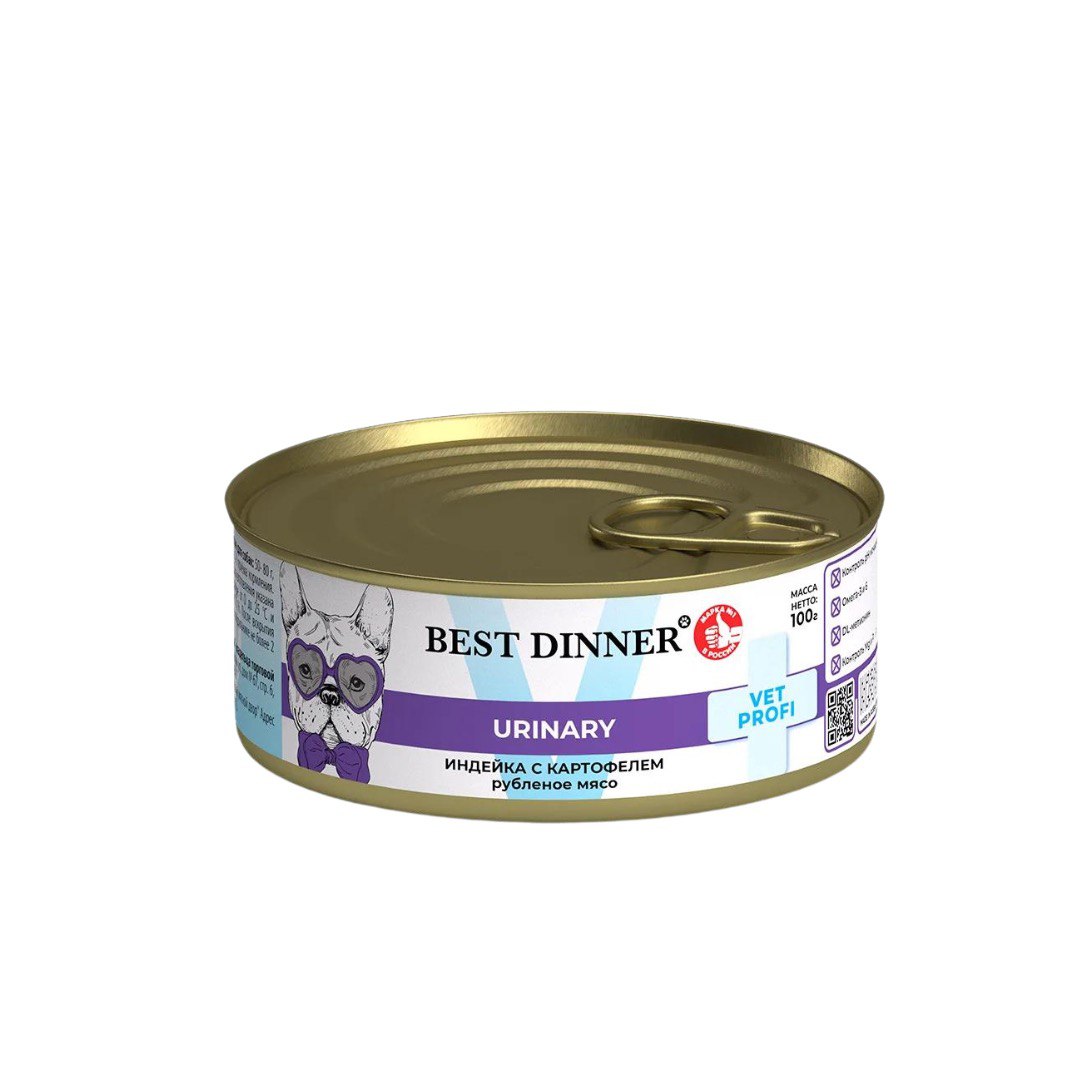 Best Dinner Exclusive Vet Profi Urinary Индейка с картофелем конс д/соб 100 г