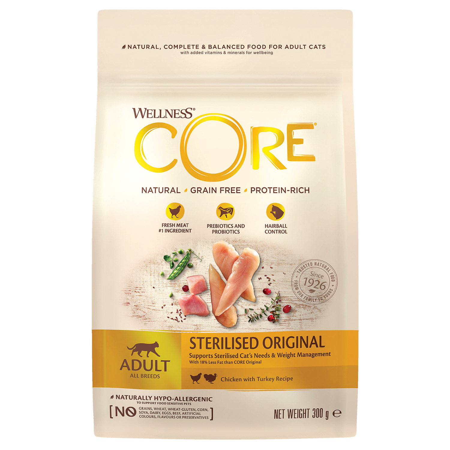 Wellness Core Sterilised Курица/Индейка д/кош 300 г