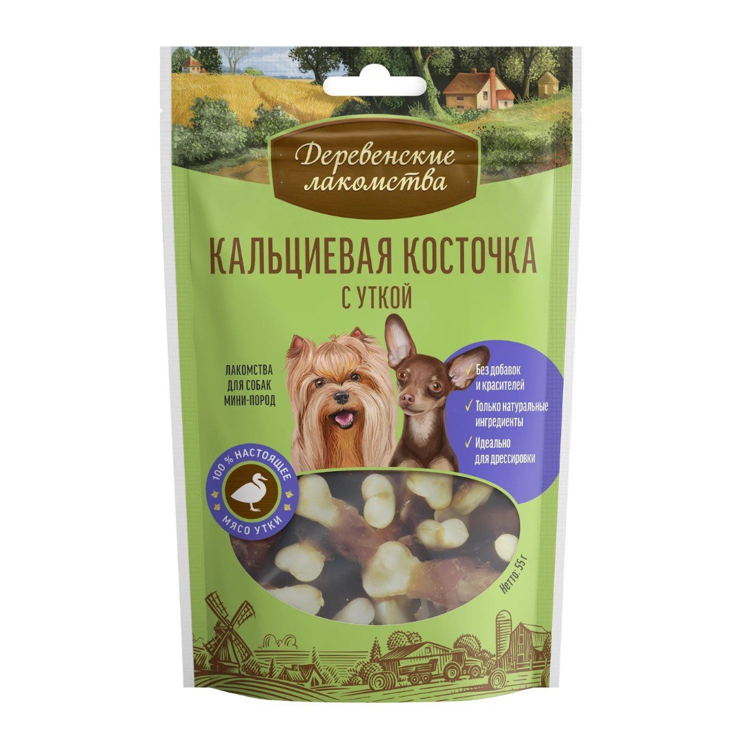 Деревенские лакомства Кальциевая косточка с уткой д/мини пор 55 г