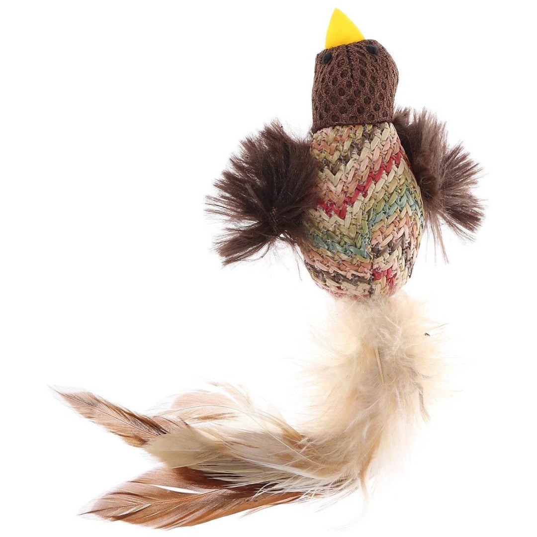 Игрушка GiGwi Птичка с перьями д/кош 10 см