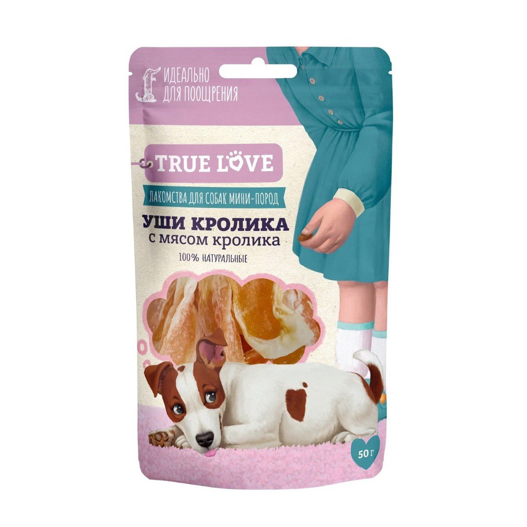 Лакомство GreenQzin TRUE LOVE Уши кролика с мясом для собак 50 г
