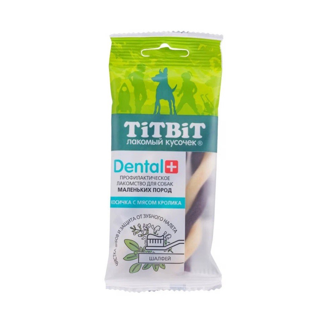 Лакомство Titbit Dental+ косичка с мясом кролика д/соб мелк пор 40 г
