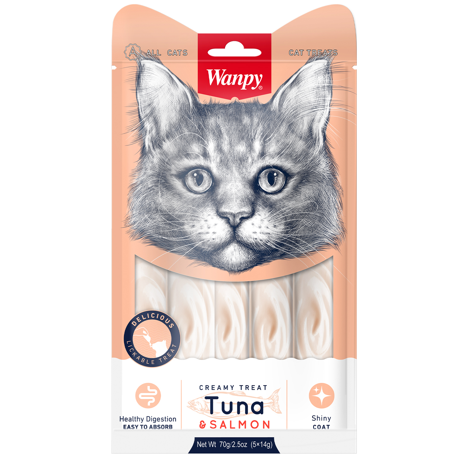 Лакомство Wanpy Cat нежное пюре из тунца и лосося для кошек 70 г
