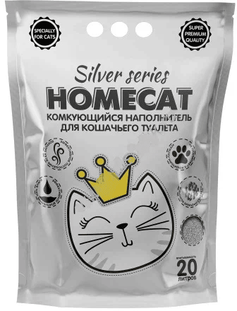 Наполнитель Homecat Silver комкующ д/кош 20 л