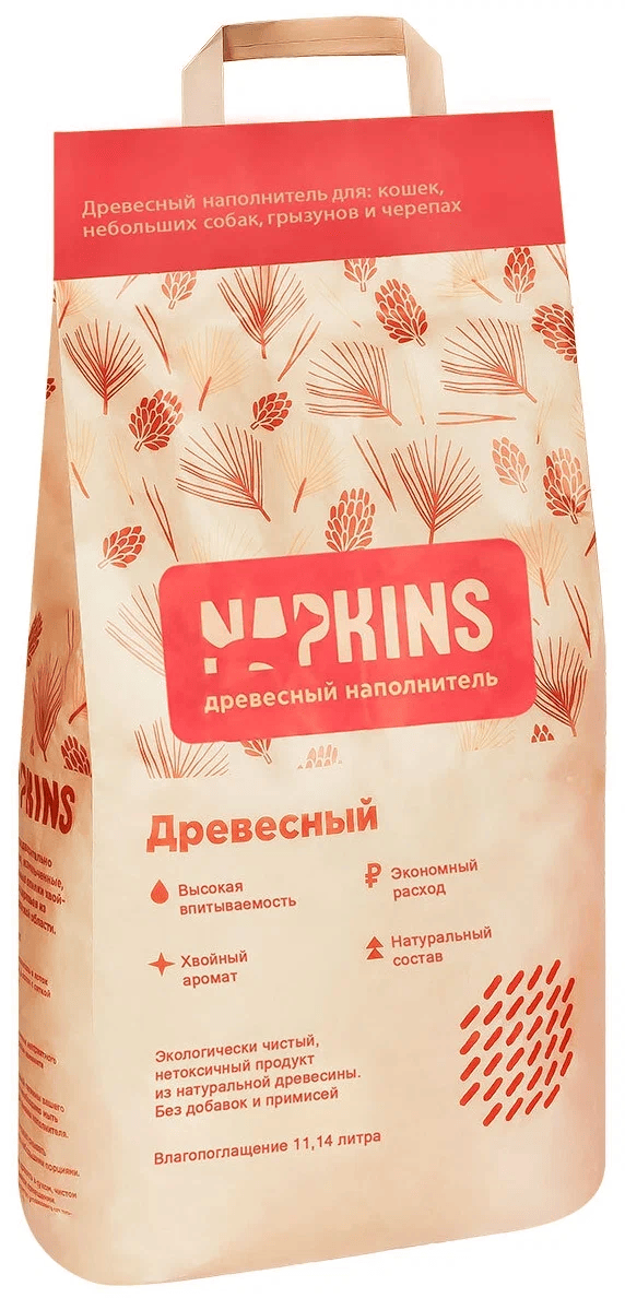 Наполнитель Napkins Древесный д/кош 12 кг