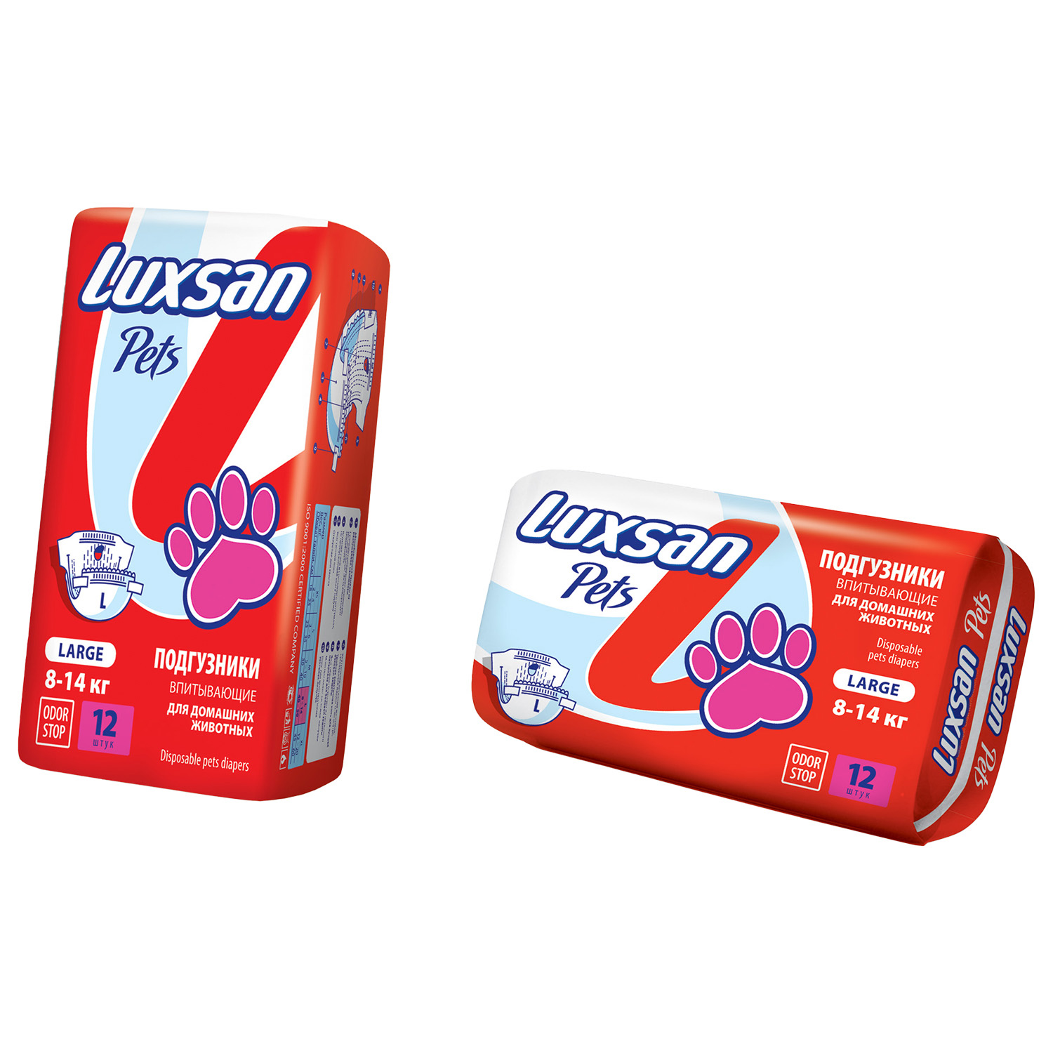Подгузники Luxsan Pets L 8-14 кг д/жив 12 шт