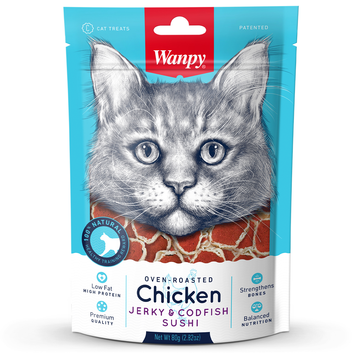 Лакомство Wanpy Cat Суши из курицы с треской 80 г д/кош