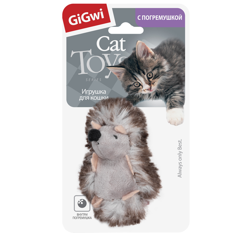 Игрушка GiGwi Ёжик с погремушкой/ткань д/кош