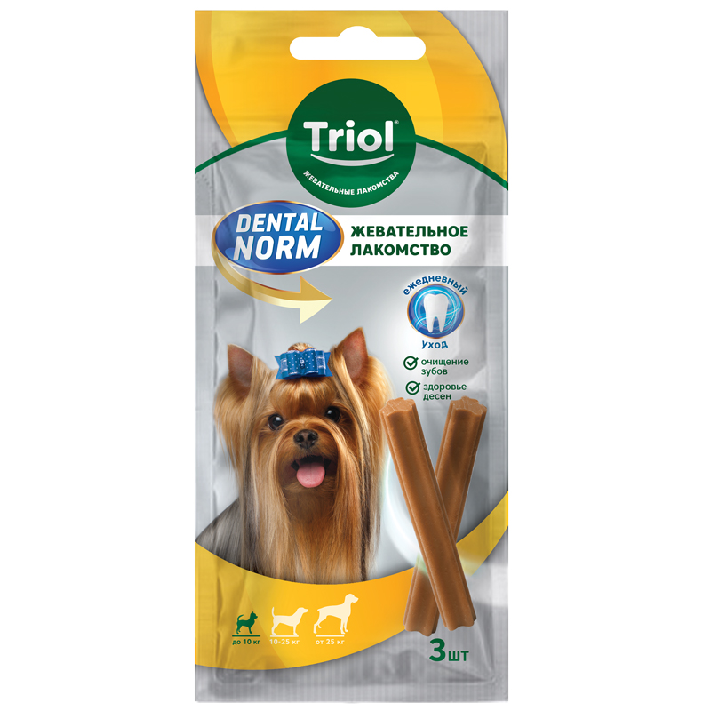 Лакомство Triol Dental Norm Палочки жевательные д/соб мелк пор 45 г (3 шт)