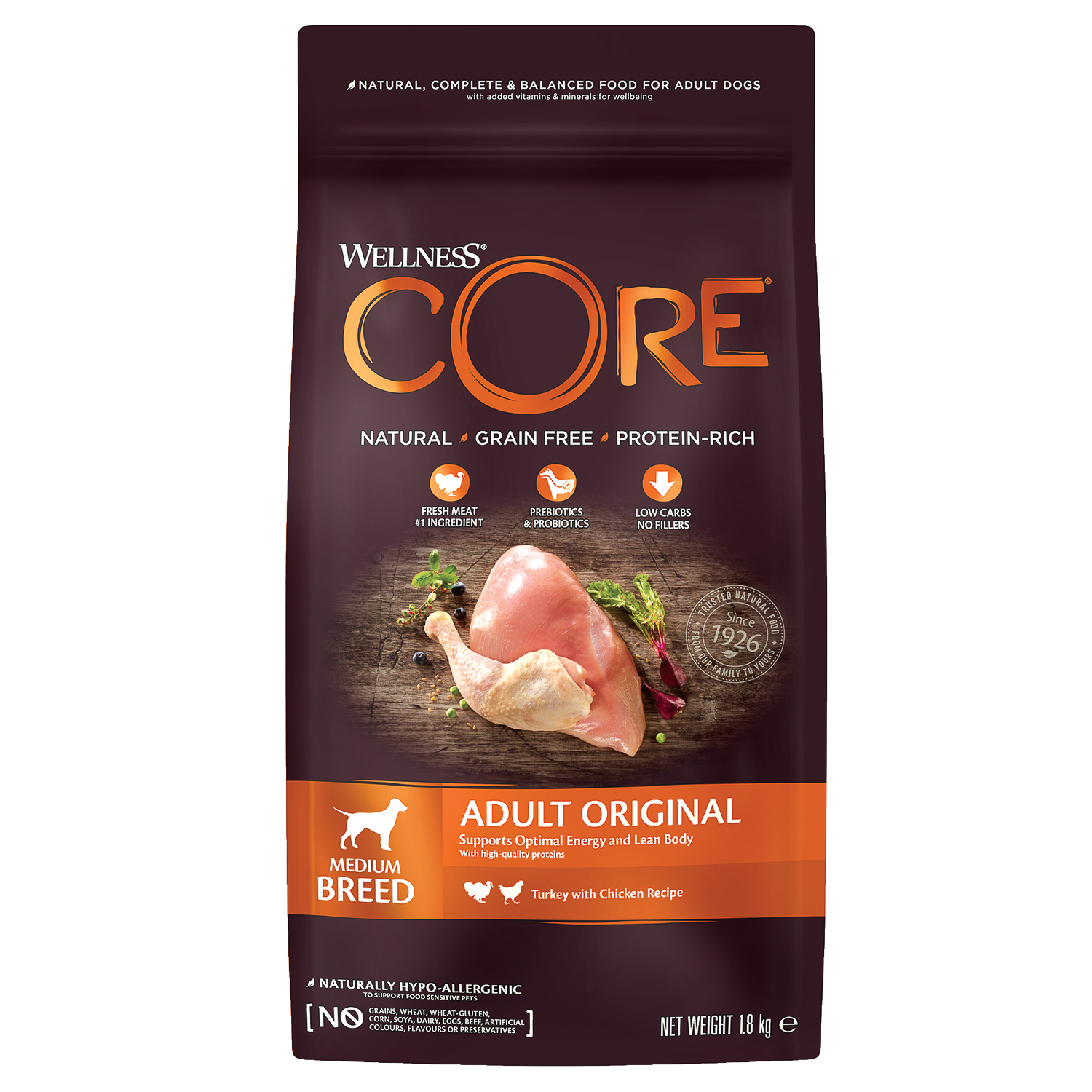 Wellness Core Medium Adult Индейка/Курица д/соб 1,8 кг
