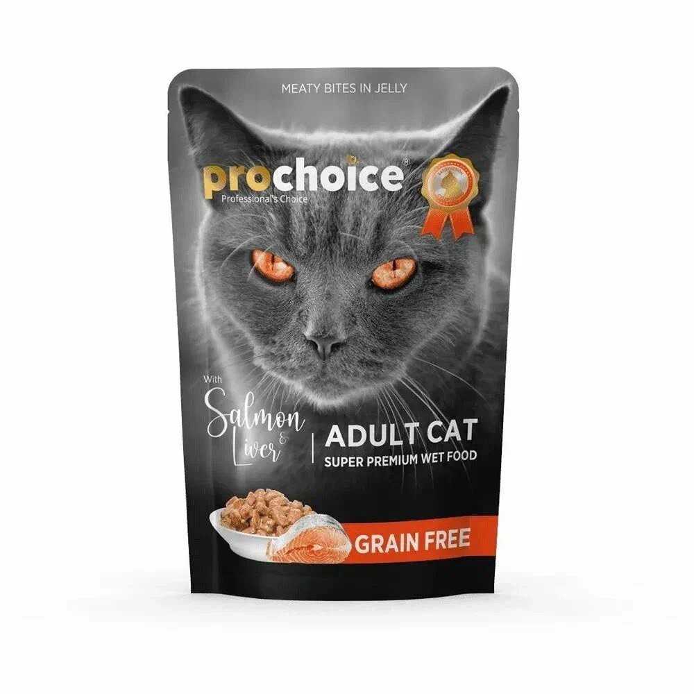 ProChoice Grain Free с лососем и печенью кусочки в желе для кошек пауч 85 г