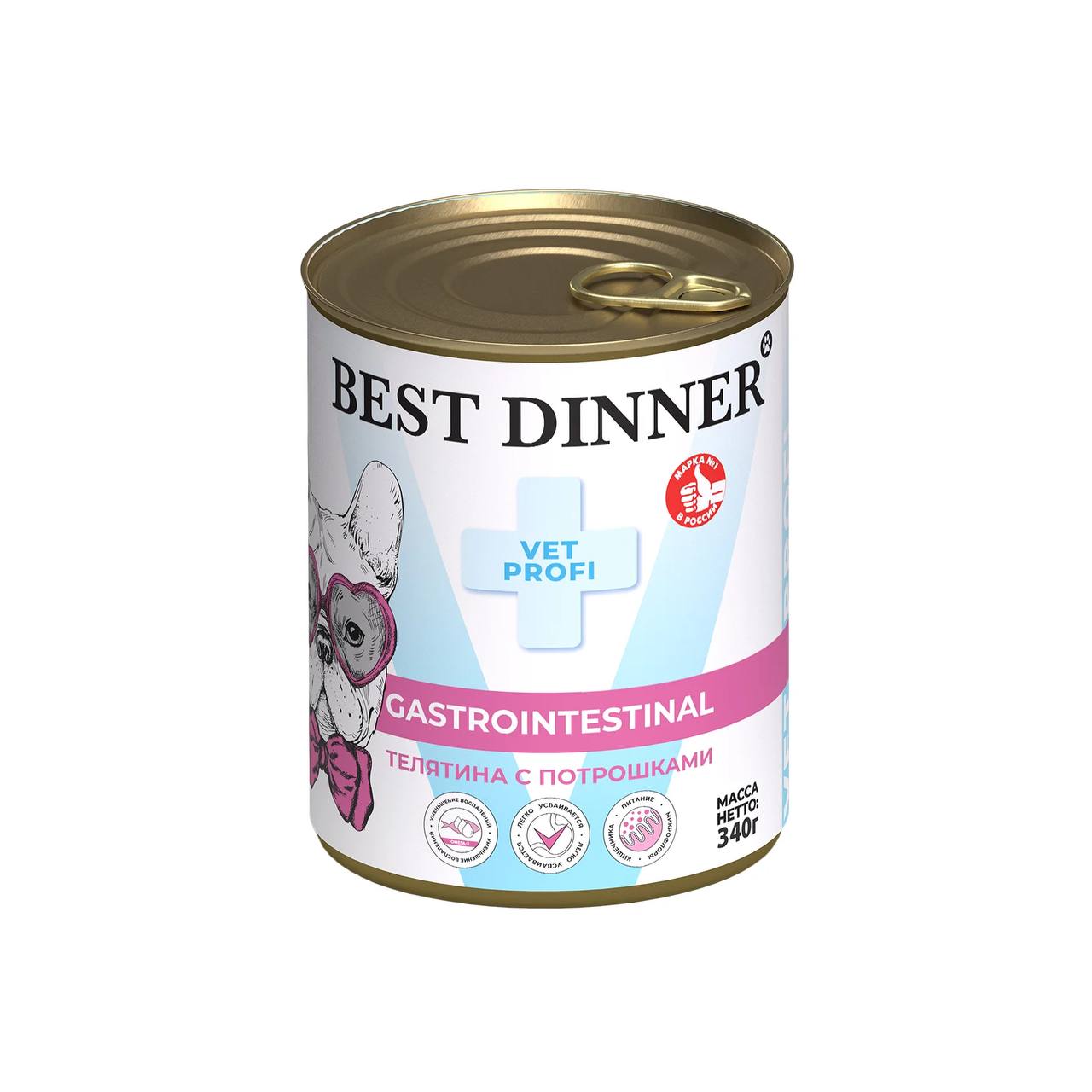 Best Dinner Exclusive Vet Profi Gastro Intestinal Телятина с потрошками конс д/соб 340 г