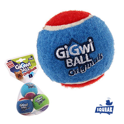 Игрушка GiGwi 3 мяча с пищалкой маленькие теннис. д/соб 4,8 см