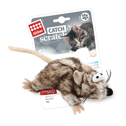 Игрушка GiGwi Catch&Scratch Мышка с кошачьей мятой треугольная д/кош 8 см