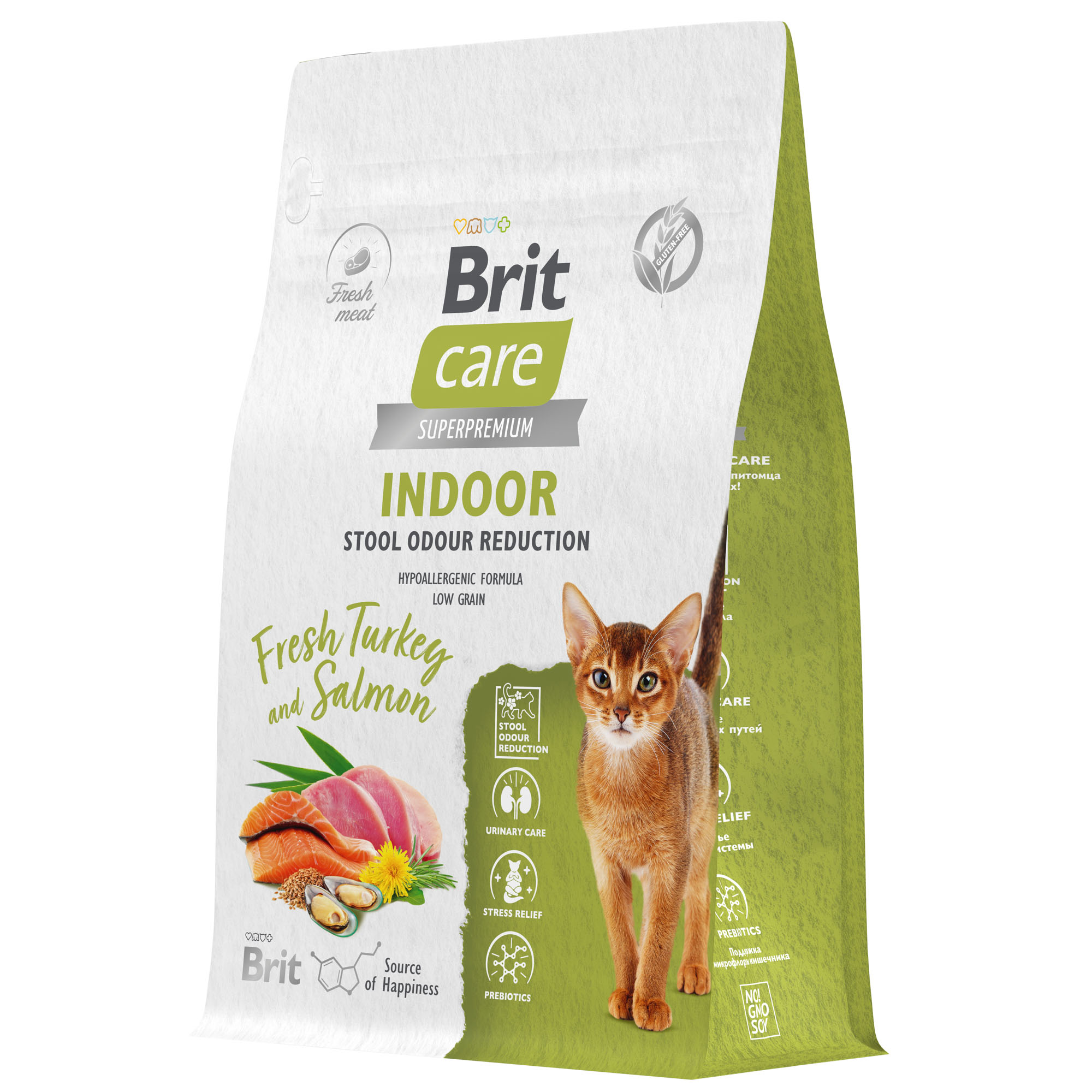 Brit Care Indoor Stool Odour Reduction Индейка/Лосось для кошек 400 г