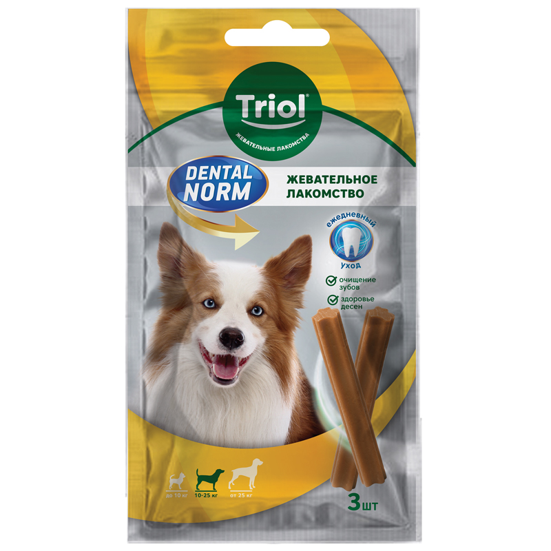 Лакомство Triol Dental Norm Палочки жевательные д/соб средн пор 75 г (3 шт)