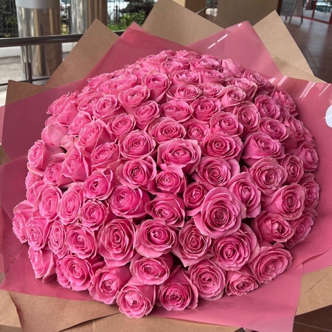Розовые 101 роза 50 см