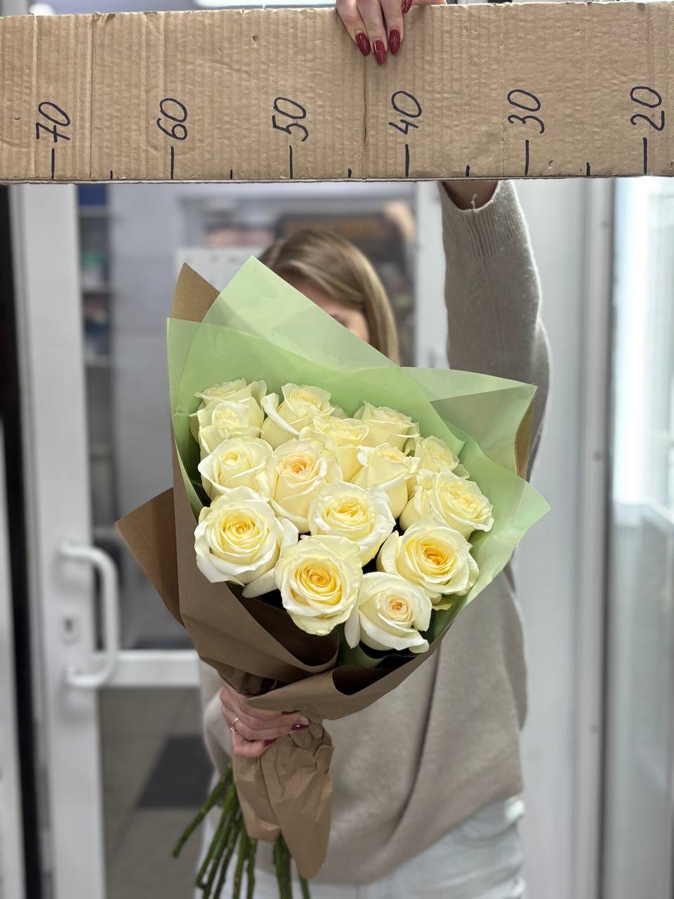 Букет 15 роз 60 см