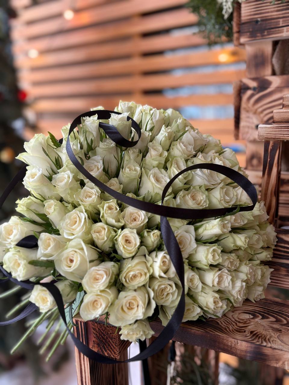 100 роз 40 см под ленту