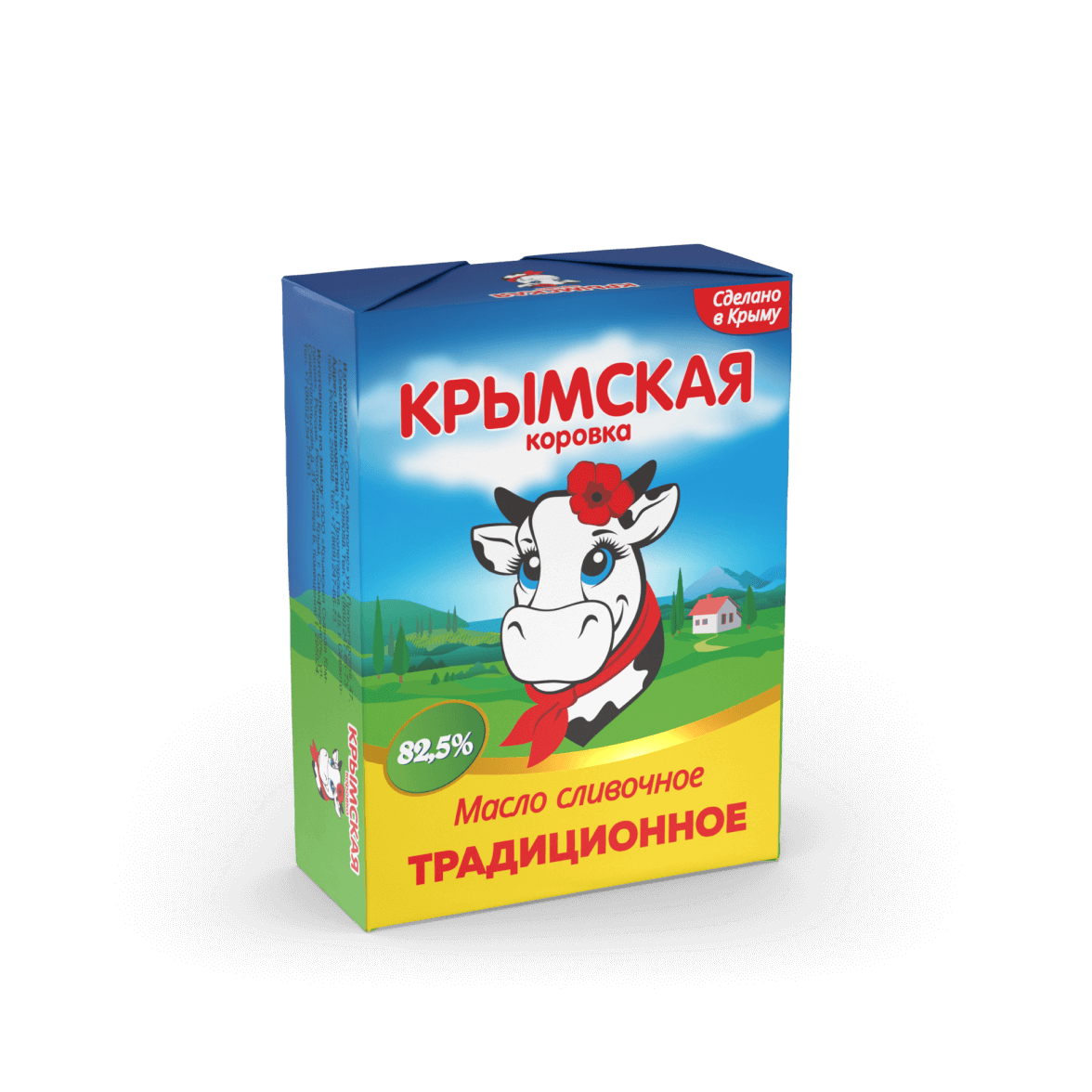 Масло сладко-сливочное несоленое Традиционное 82,5%, фас. 180гр., ТМ "Крымская коровка"