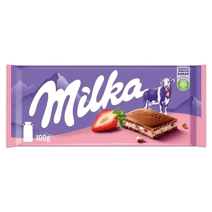 Шоколад молочный клубника со сливками Milka Strawberry Yoghurt Chocolate 100г