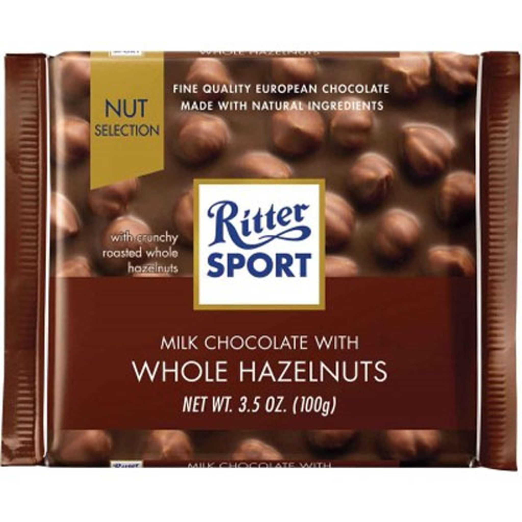 Шоколад Риттер спорт Extra Nut мол.с цельн. лесным орехом 100г