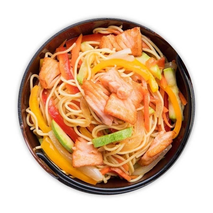 Лапша с лососем