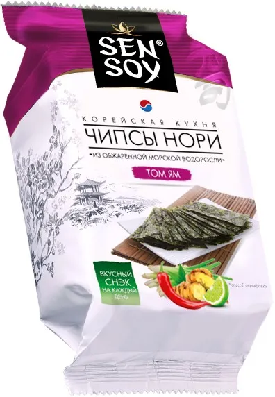Чипсы нори Tom Yum из морской водоросли 4,5 гр.