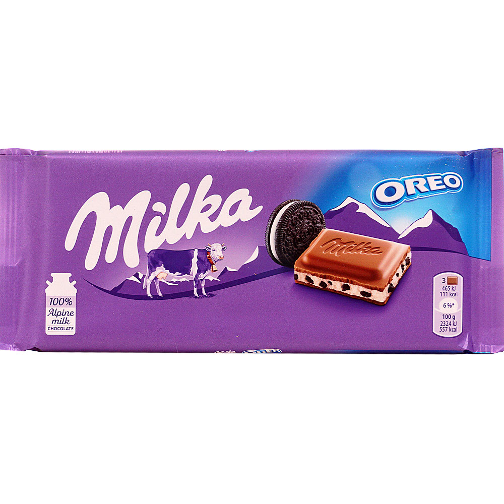 Шоколад с ванильной начинкой и кусочками печенья Milka Oreo with Cookies Chocolate 100г