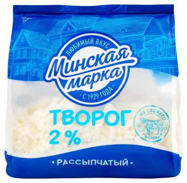 Творог рассыпчатый "Минская марка" 2,0% пакет 350 г.