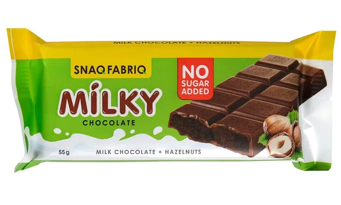 SNAQ FABRIQ MILKY - молочный с шоколадно-ореховой пастой 55 гр./ Молочный шоколад без сахара