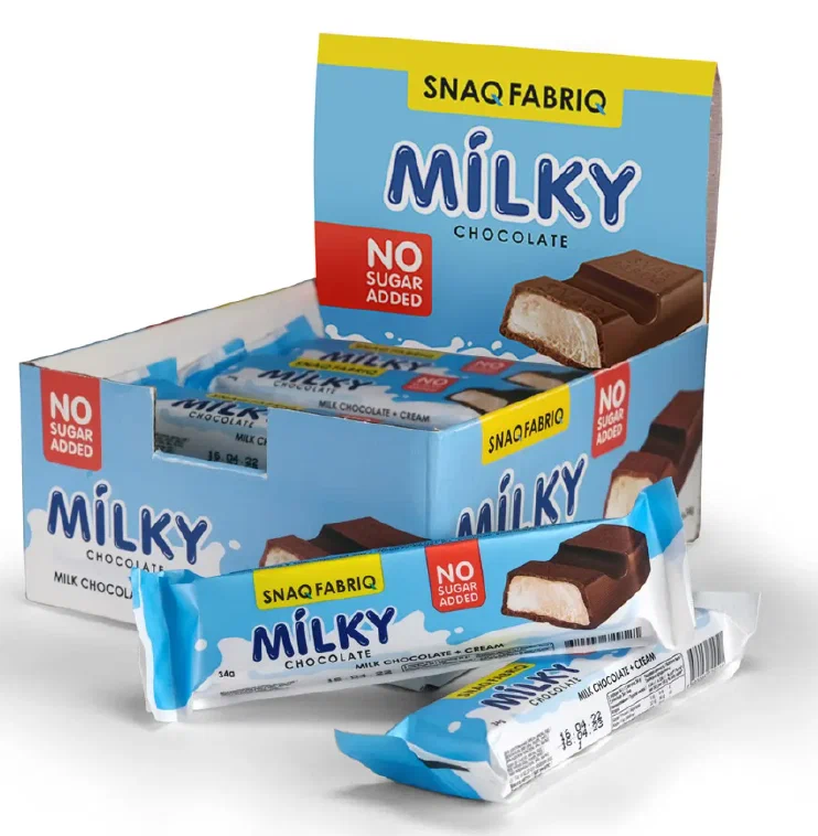 SNAQ FABRIQ MILKY-со сливочной начинкой 34 гр / Молочный шоколад без сахара