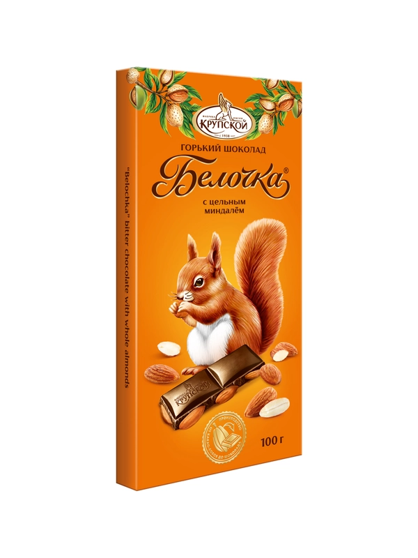 Плиточ. шоколад "Белочка" с цельн. миндалем 0,100 гр.