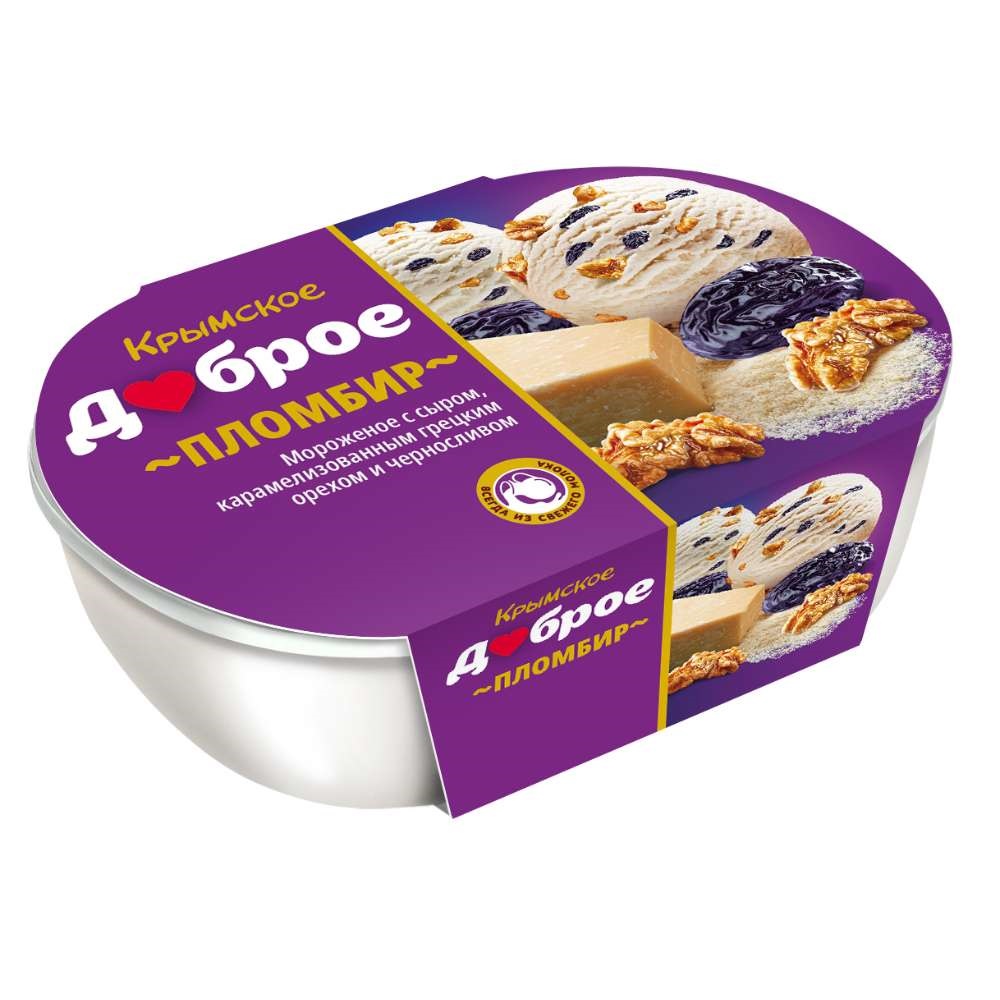 Пломбир с сыром карамелизованный грецким орехом и чернослив 450 гр.