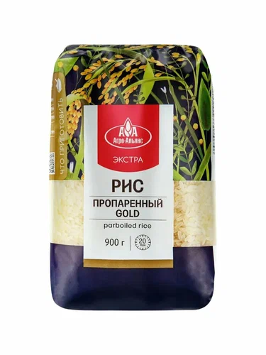 Рис элитный пропарен. GOLD 0,900 гр.ТМ "Агро-Альянс Экстра"