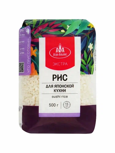 Рис для японской кухни 0,500 гр.ТМ "Агро-Альянс Экстра"