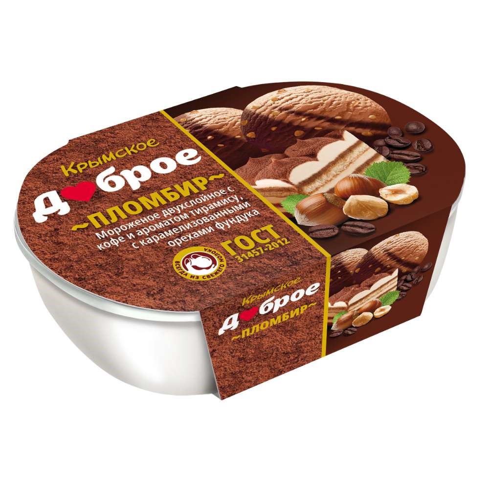 Пломбир Двухслойное с кофе и ароматом тирамису с карам.орехами фундука 450 гр.